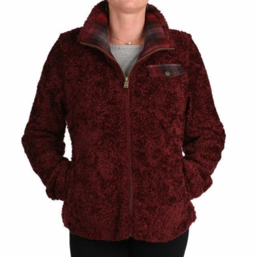 Pendleton Fuzzy Jacket Small Coat Full Zip Pockets Plaid lined Outdoor - Picture 4 of 7